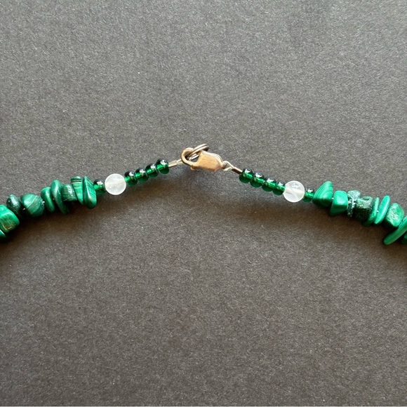 Green Malachite Gemstone Beaded Necklace | 925 Sterling Silver | 18 IN - Picture 7 of 10